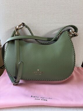 Kate Spade Leila Whip Stitch Green Pebbled Leather- Authentic Crossbody BNWT